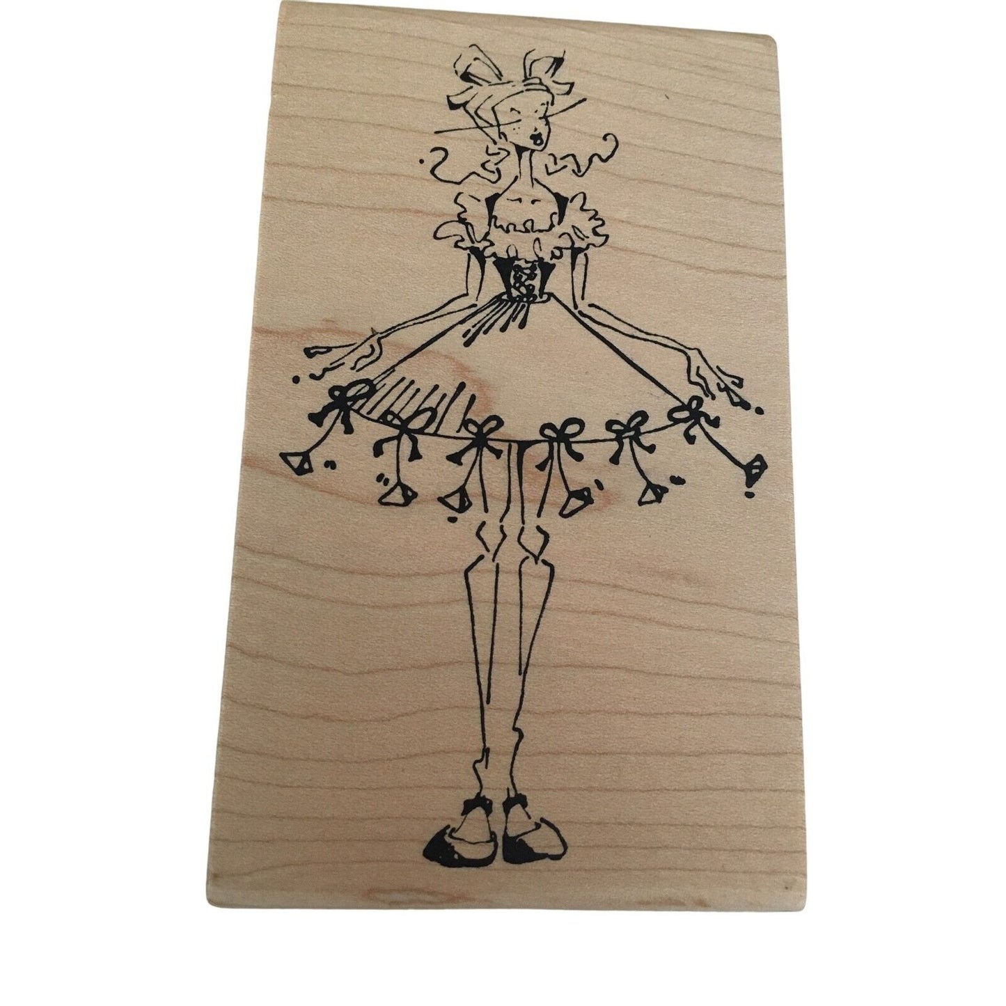 Magenta Rubber Stamp Ballerina Dance Ribbons Bows Card Making Crafts Ballet