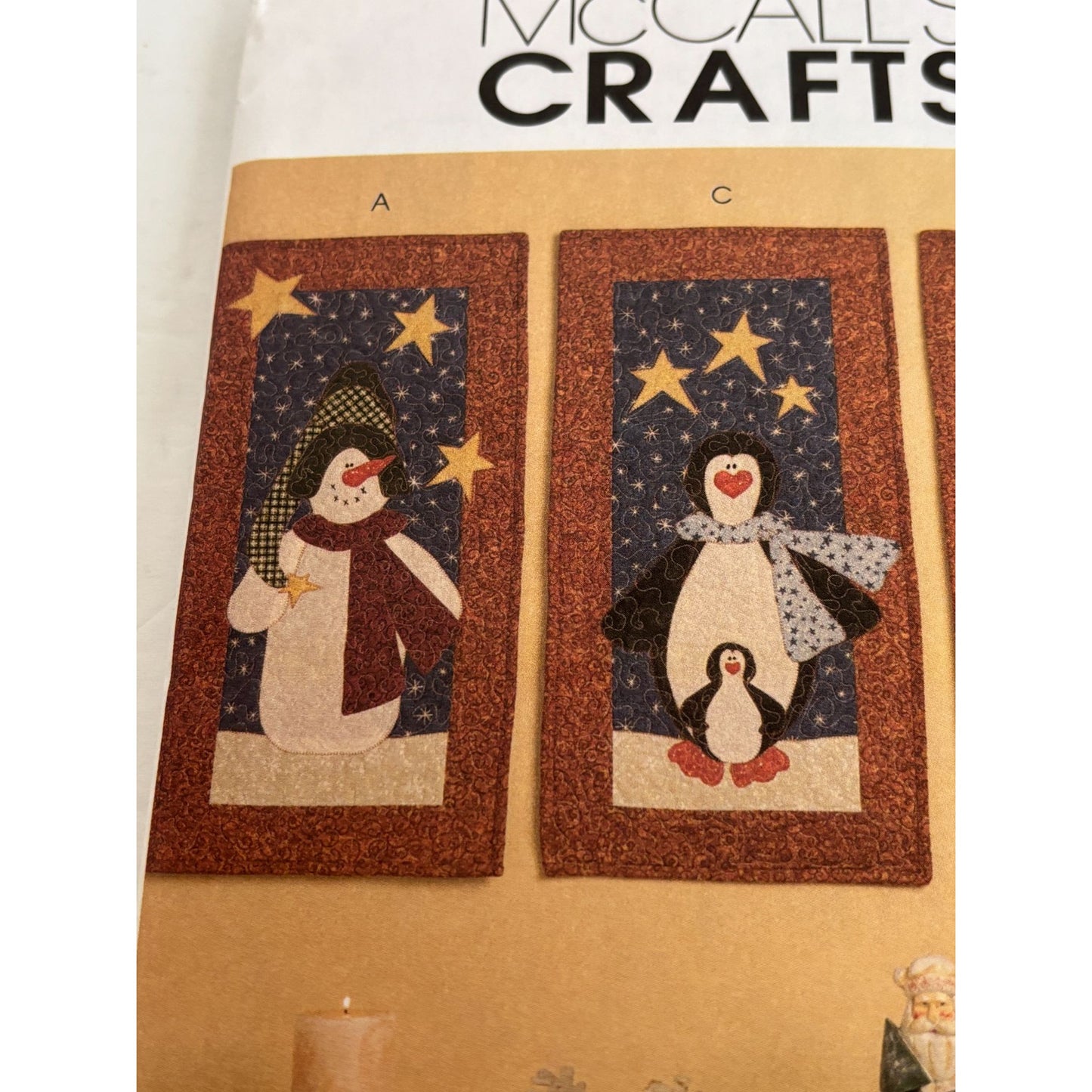 McCalls Crafts Pattern M5781 Mini Quilt Christmas Snowman Penguin Santa Holidays