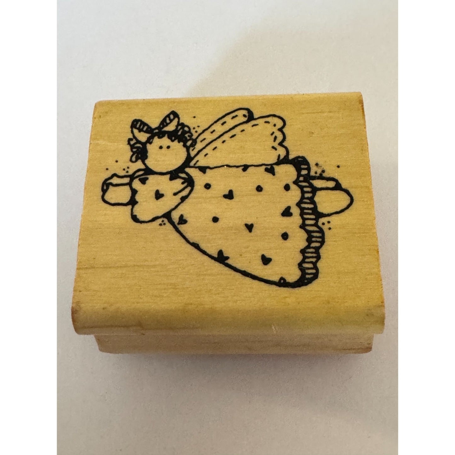 Hooks Lines and Inkers Rubber Stamp Erin Country Angel Flying Hearts Card Making