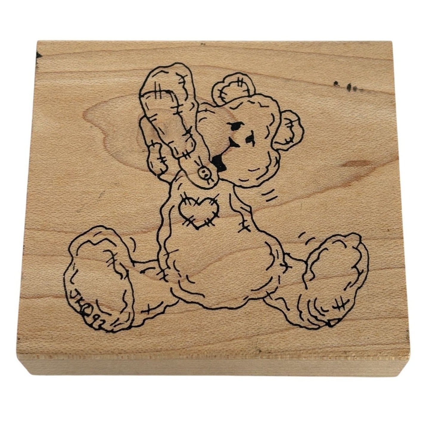 Judith Wood Rubber Stamp Teddy Bear Curly Country Patches Button Toy Card Making