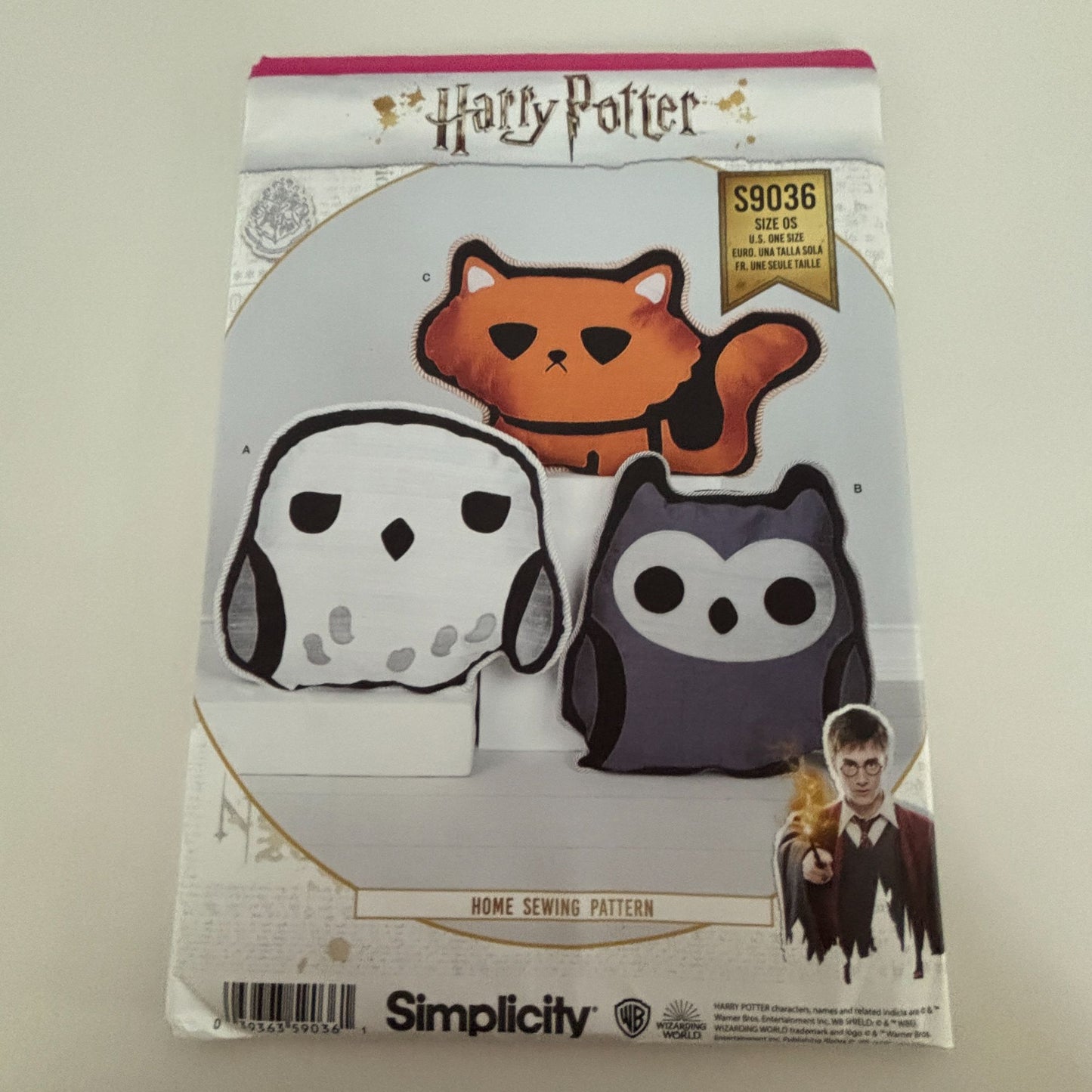 Simplicity Sewing Pattern S9036 Harry Potter Character Animal Pillow Owl Cat UC