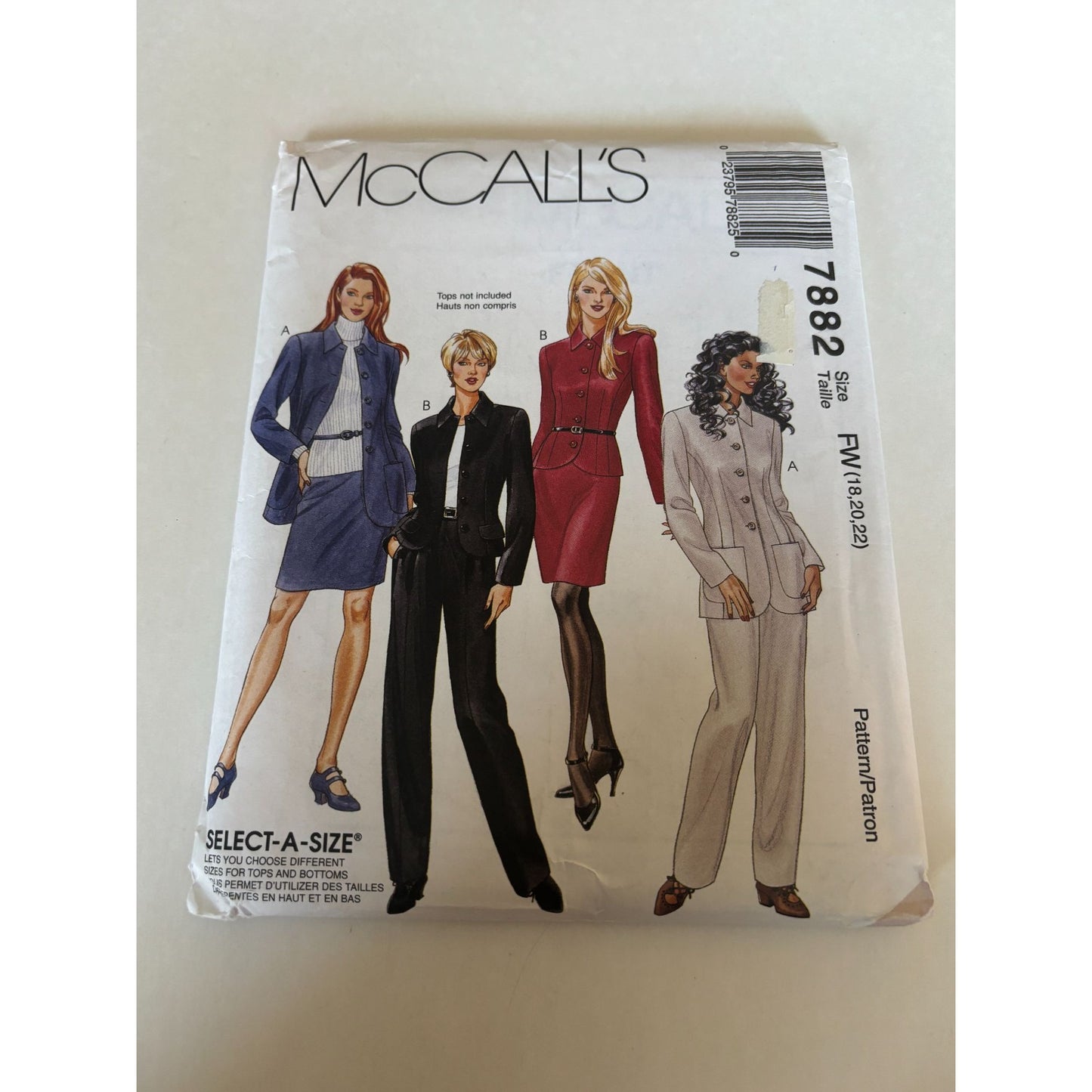 McCalls Sewing Pattern 7882 Work Outfit Career Set Jacket Pants Skirt 18-22 UC