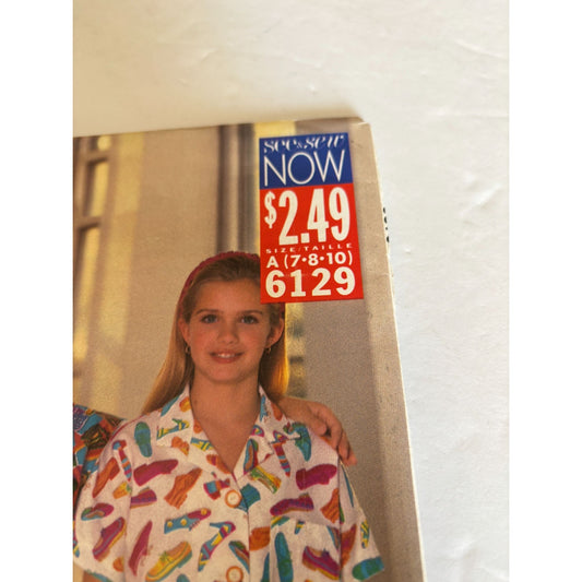 Butterick Sewing Pattern 6129 Shirt Shorts Summer Boys Girls Kids Easy UC 7 8 10