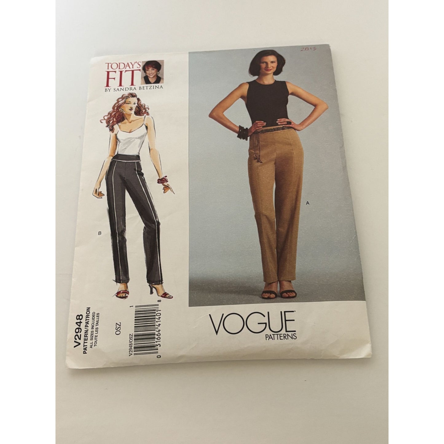 Vogue Sewing Pattern V2948 Tapered Pants Work Career Todays Fit by Betzina Uncut