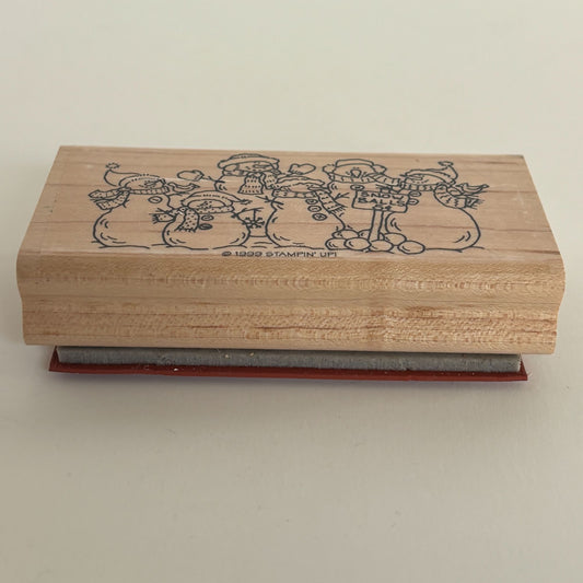 Stampin Up Rubber Stamp Christmas Snowman Family Snow Balls Holiday Card Making