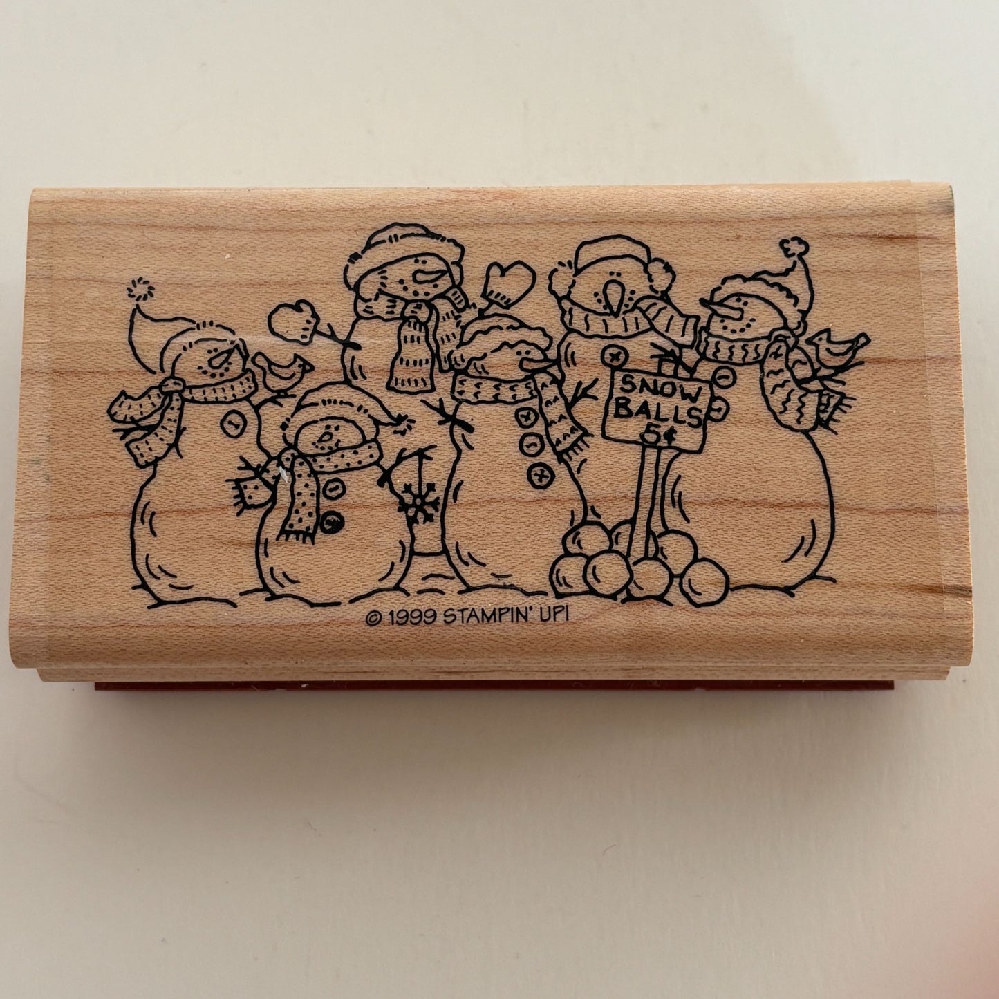 Stampin Up Rubber Stamp Christmas Snowman Family Snow Balls Holiday Card Making
