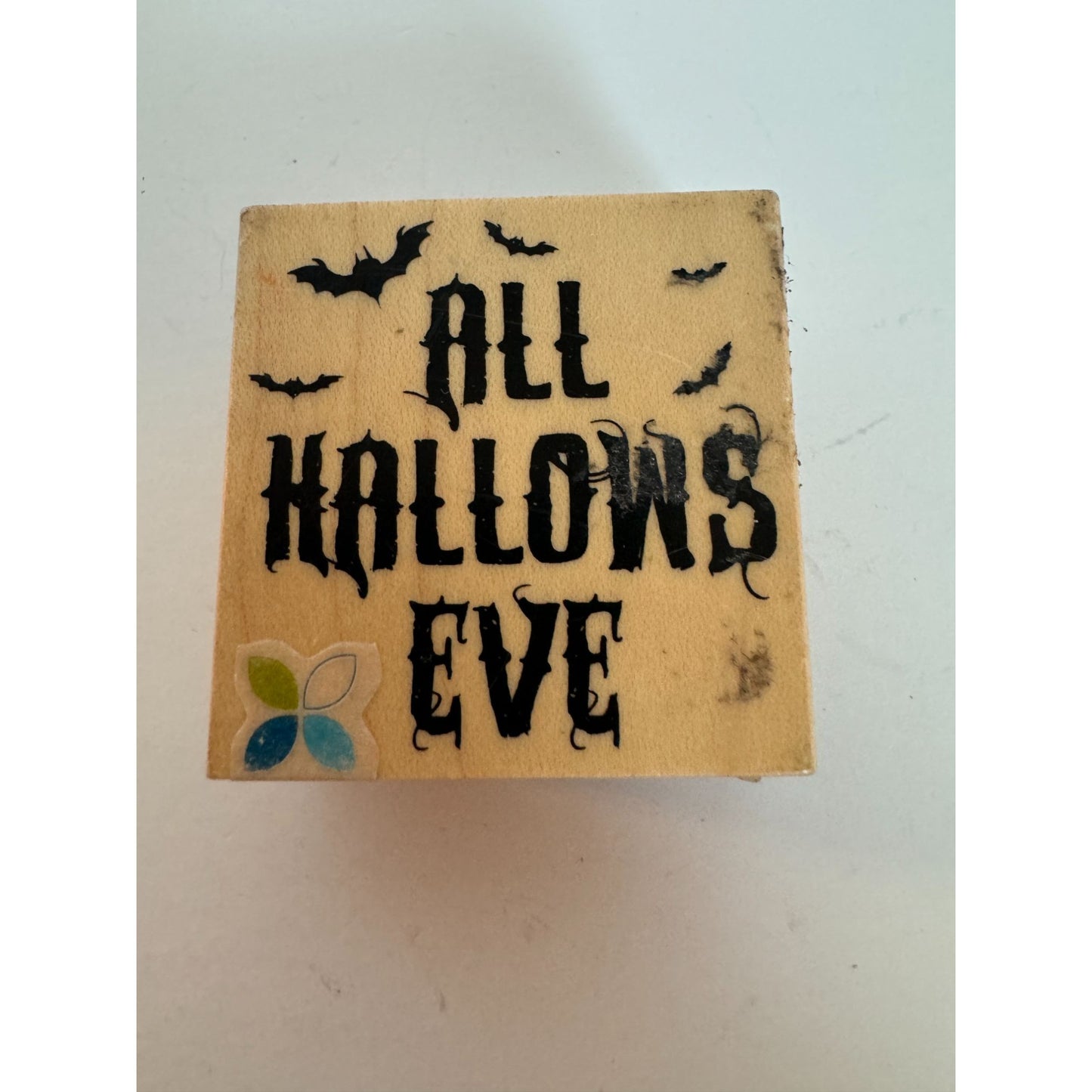 Momenta Rubber Stamp Halloween All Hallows Eve Bat Spooky Words Card Making Fall