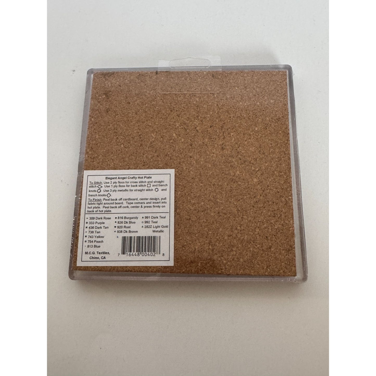 Elegant Angel Crafty Hot Plate Cross Stitch Kit With Cork Back Kitchen Decor New