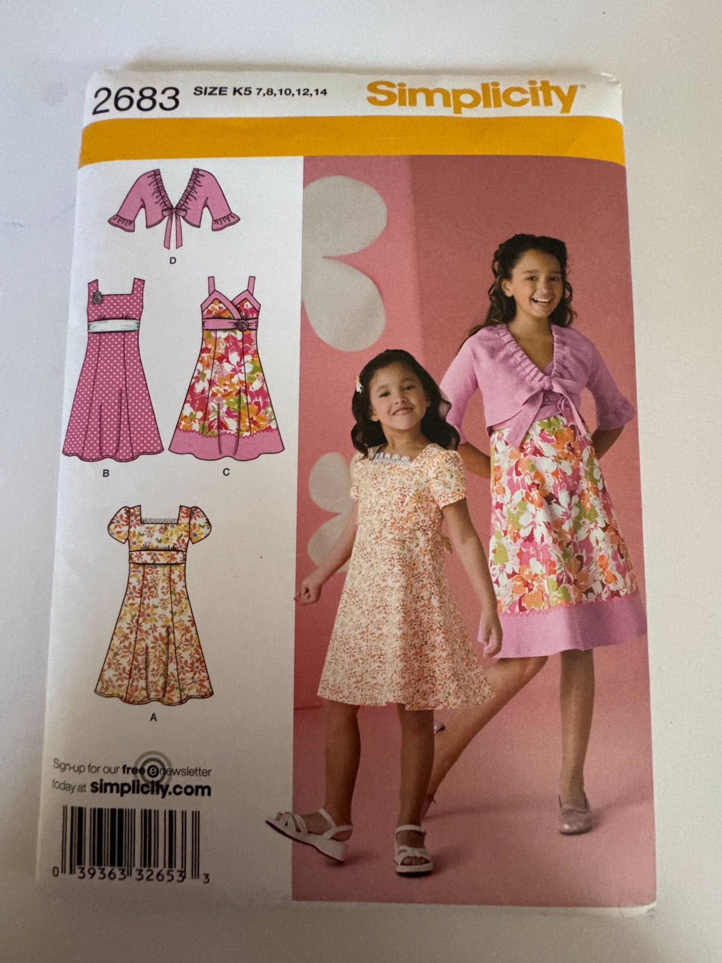 Simplicity Sewing Pattern 2683 Dress with Jacket Spring Easter Girls 7-14 Uncut