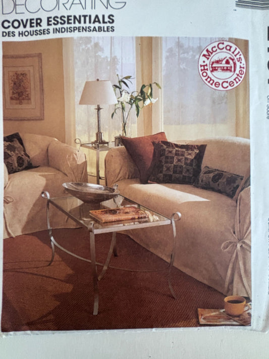 McCalls Sewing Pattern 2161 Home Decorating Sofa Couch Slipcovers Chair Cover UC