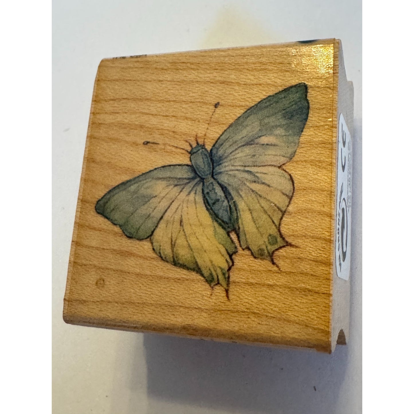 All Night Media Wood Mounted Rubber Stamp Flying Butterfly Spring Garden Easter