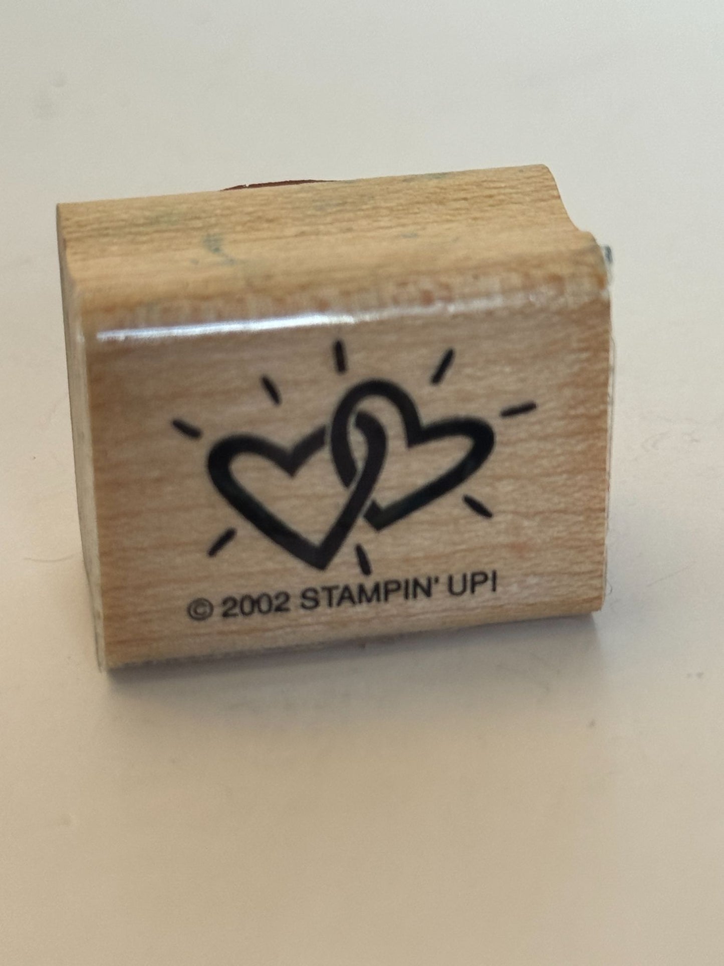 Stampin Up Wood Rubber Stamp Linked Hearts Anniversary Card Making Wedding Love