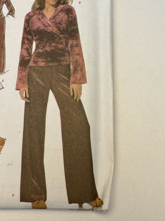 Simplicity Sewing Pattern 4887 Wrap Top Pants Y2K Loungewear Size 4 6 8 10 Uncut