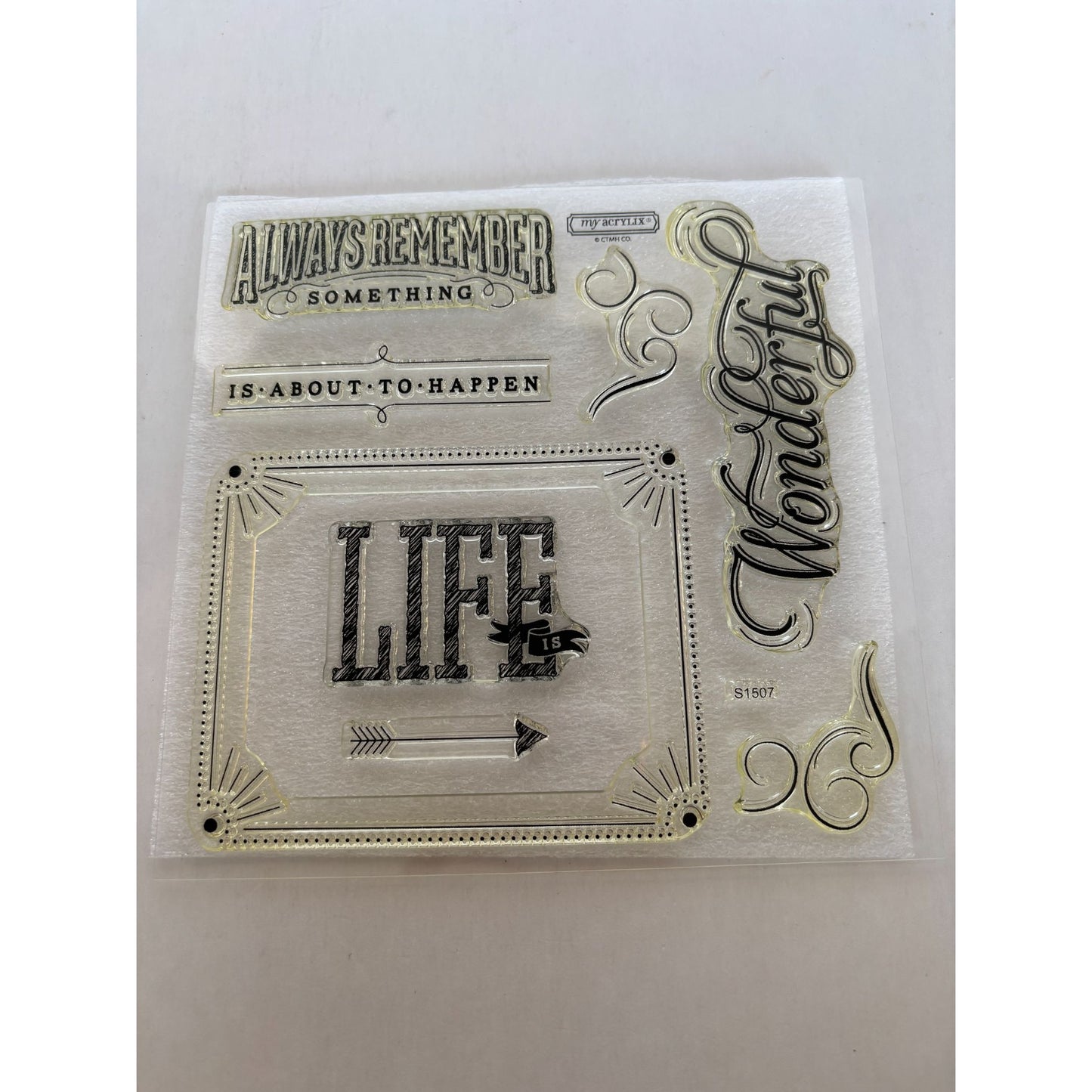 CTMH Acrylic Stamps Set Life is Wonderful Inspirational Card Making Words S1507