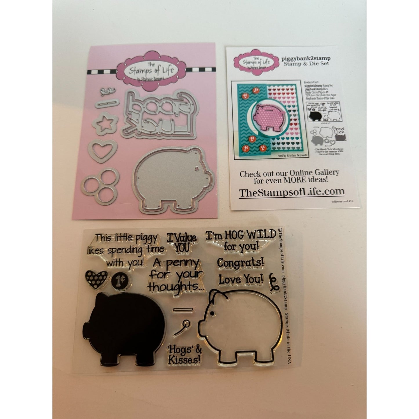 The Stamps Of Life Piggy Bank Pig Penny for your Thoughts Funny Hogs and Kisses