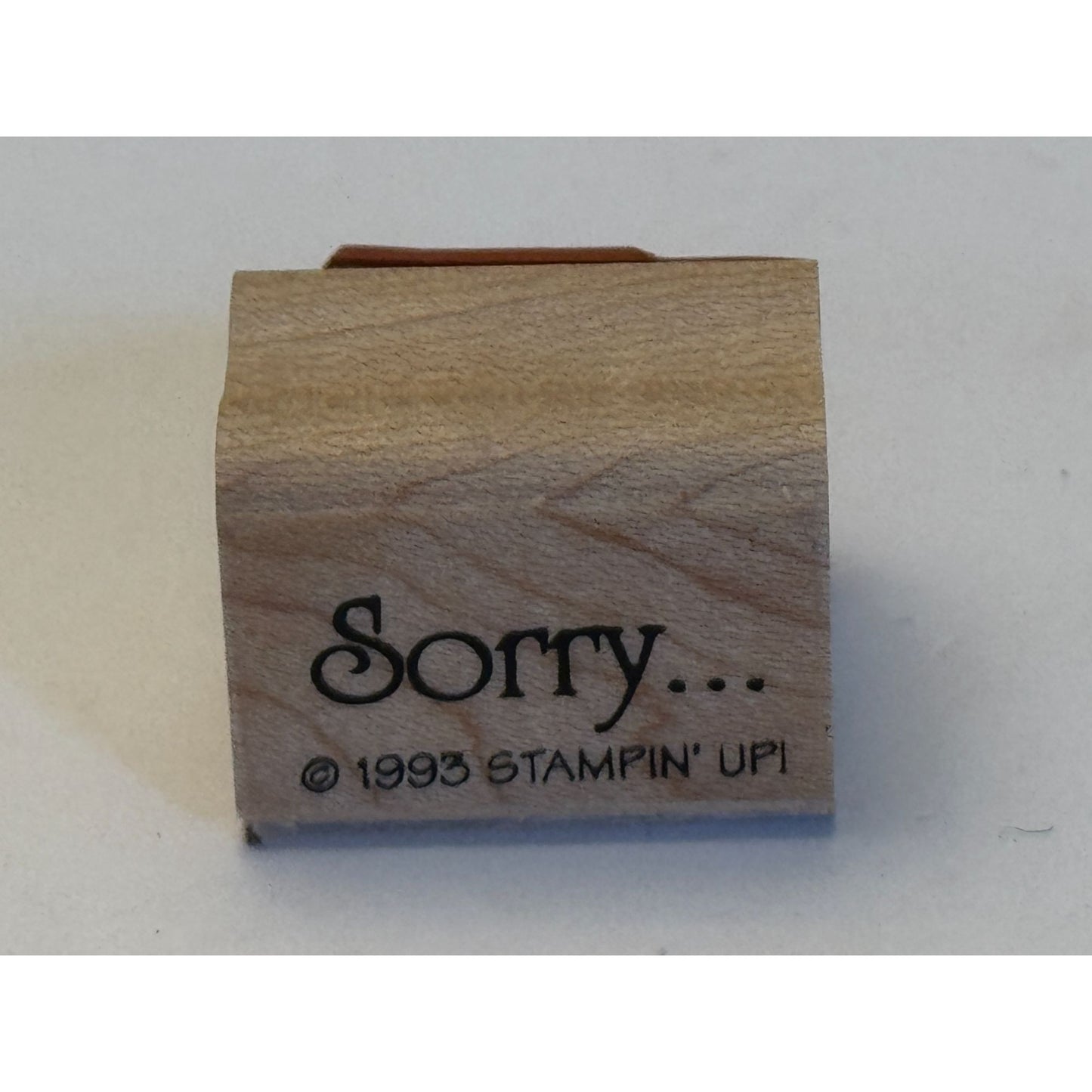 Stampin Up Rubber Stamp Sorry Apology Card Making Words Sentiment Wood Mounted