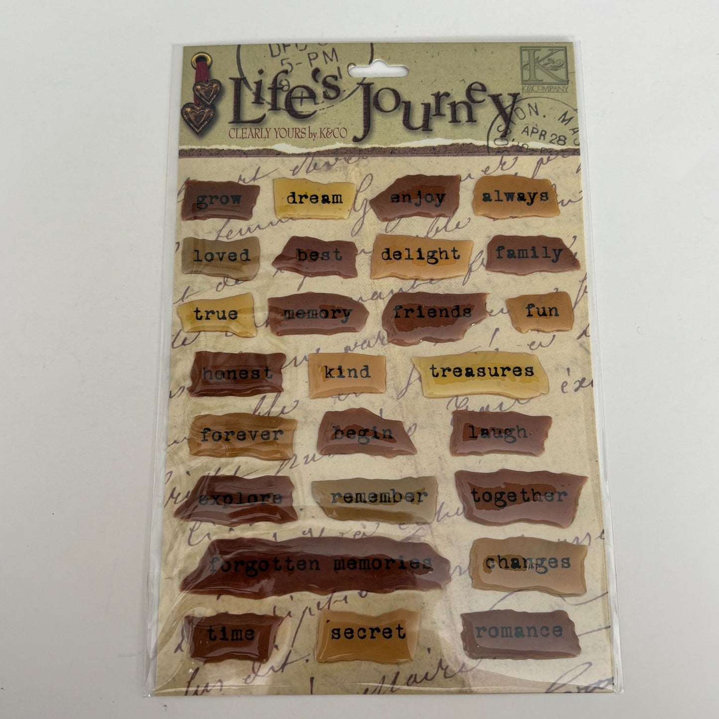 K and Company Lifes Journey Domed Torn Paper Words Stickers Scrapbooking Craft Cardmaking Explore