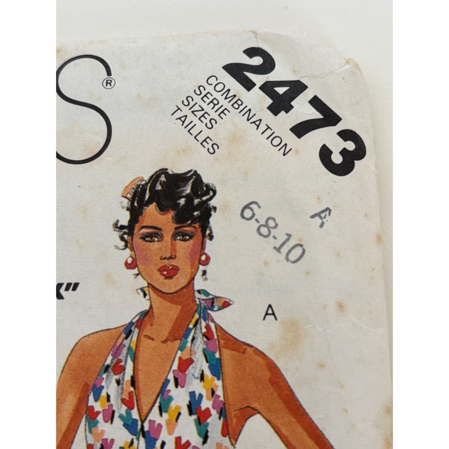 McCalls Sewing Pattern 2473 Easy Sew Halter Dress Size 6 8 10 Pullover V-Neck UC
