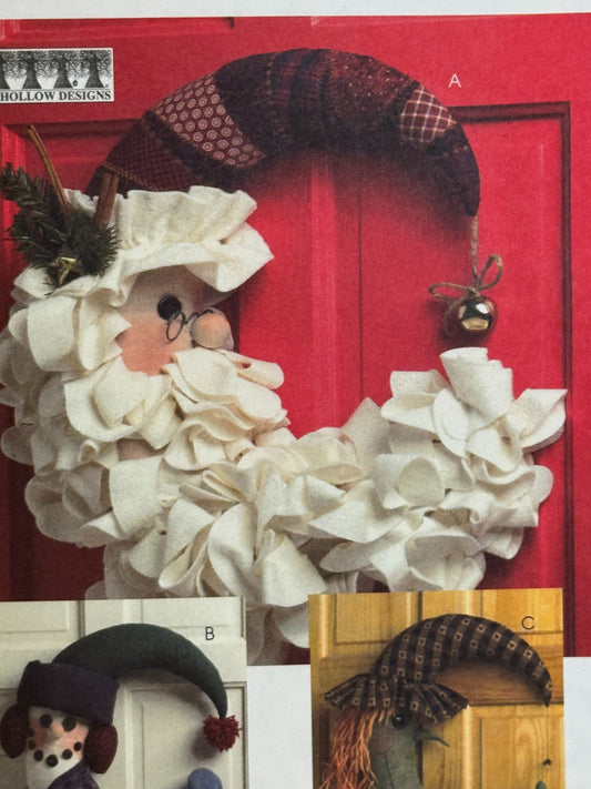 McCalls Sewing Pattern M5205 Christmas Santa Door Wreath Halloween Witch Moon UC