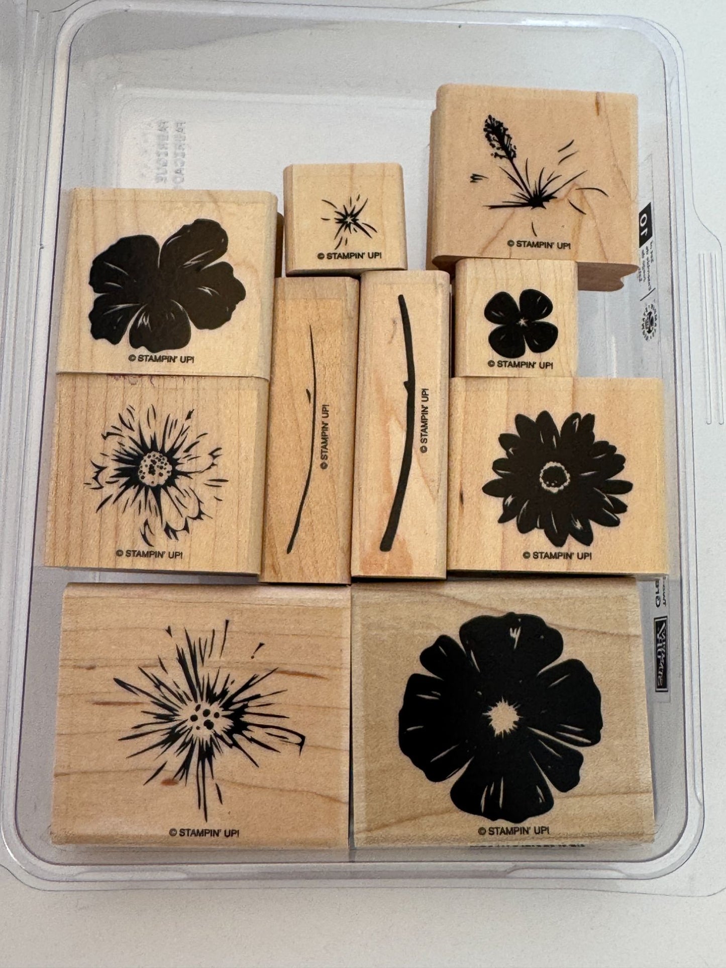 Stampin Up Wood Rubber Stamps Greenhouse Garden Two-Step Flowers Garden Set 10