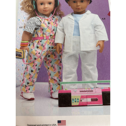 Simplicity Sewing Pattern S9567 18" Doll Clothes Doctor Nurse Scrubs Suit Dress