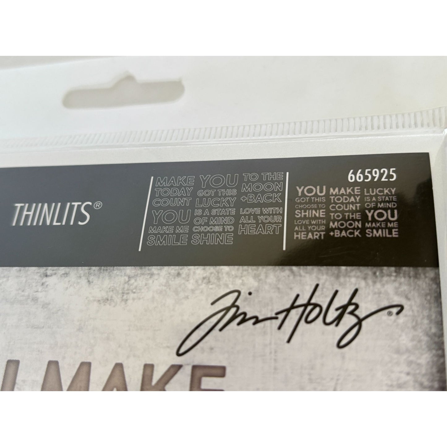 Tim Holtz Sizzix Thinlits Bold Text Lucky 7 Dies Sentiments Inspirational Words