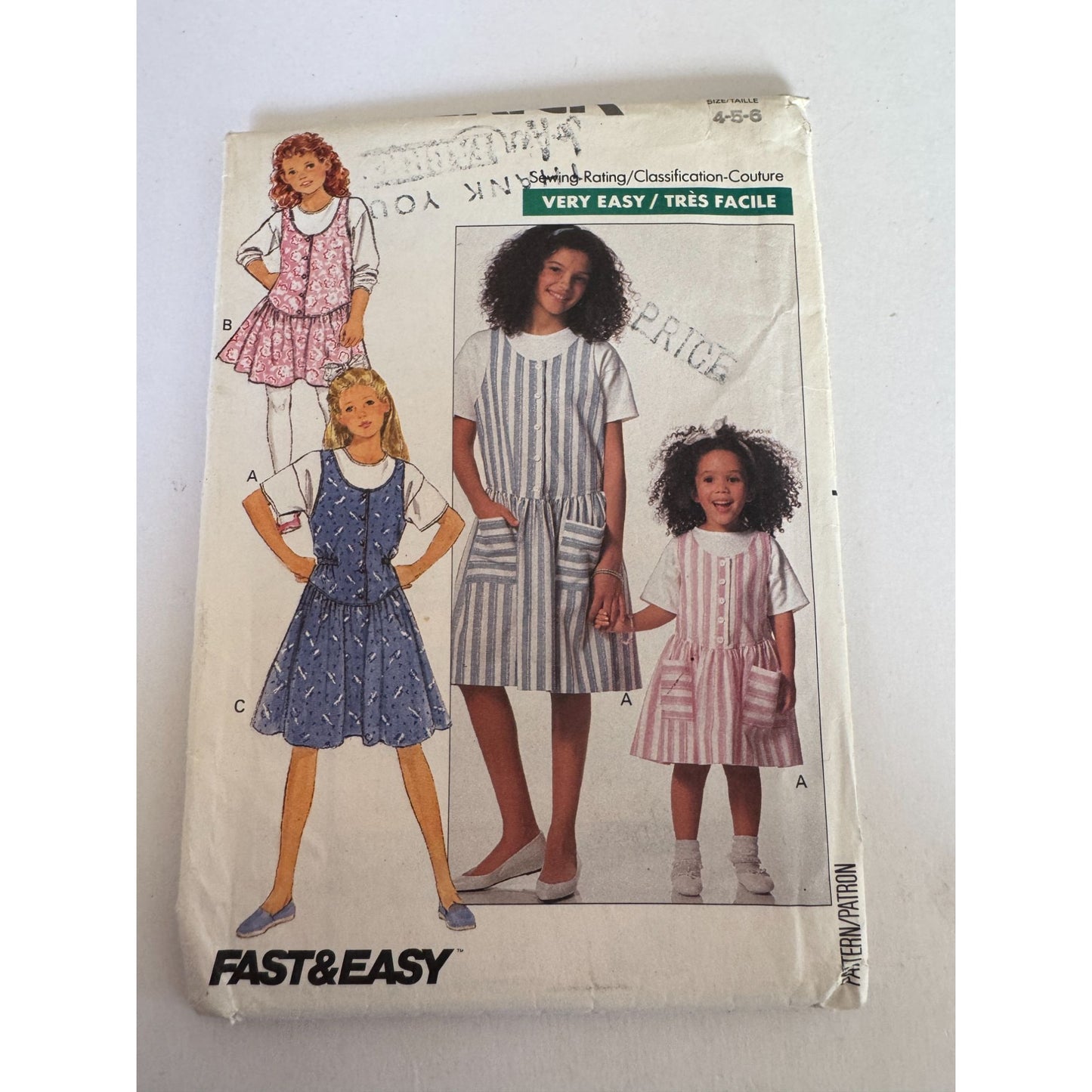 Vintage 80s Girls Jumper Dress Sewing Pattern Butterick 6480 Summer Casual 4-6 Uncut