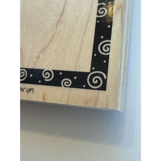 Stampin Up Wooden Rubber Stamp Swirl Frame Design Rectangle Card Making Crafting