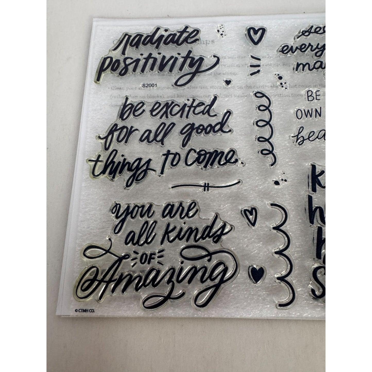 CTMH Acrylic Stamp Set Everyday Magic Radiate Positivity Inspirational Kind Word
