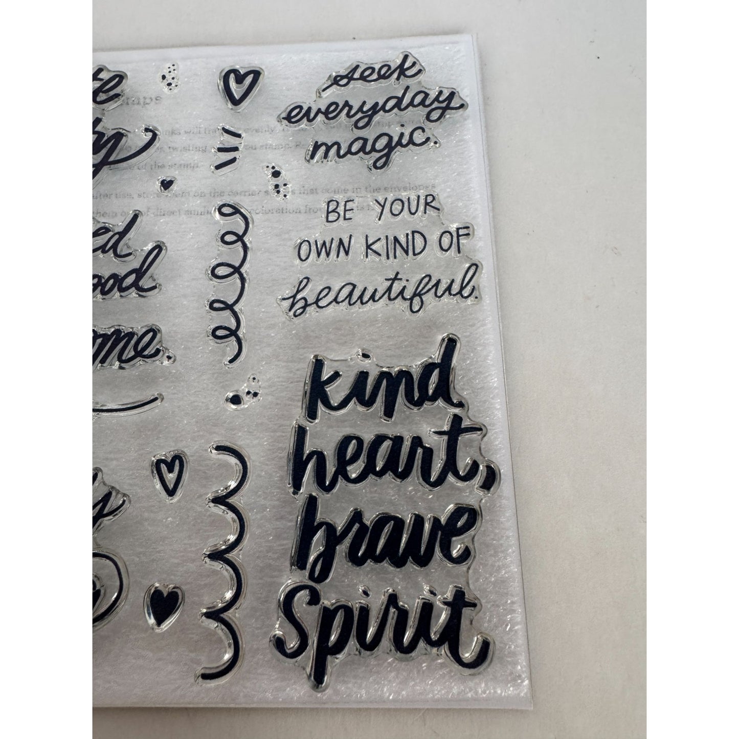 CTMH Acrylic Stamp Set Everyday Magic Radiate Positivity Inspirational Kind Word