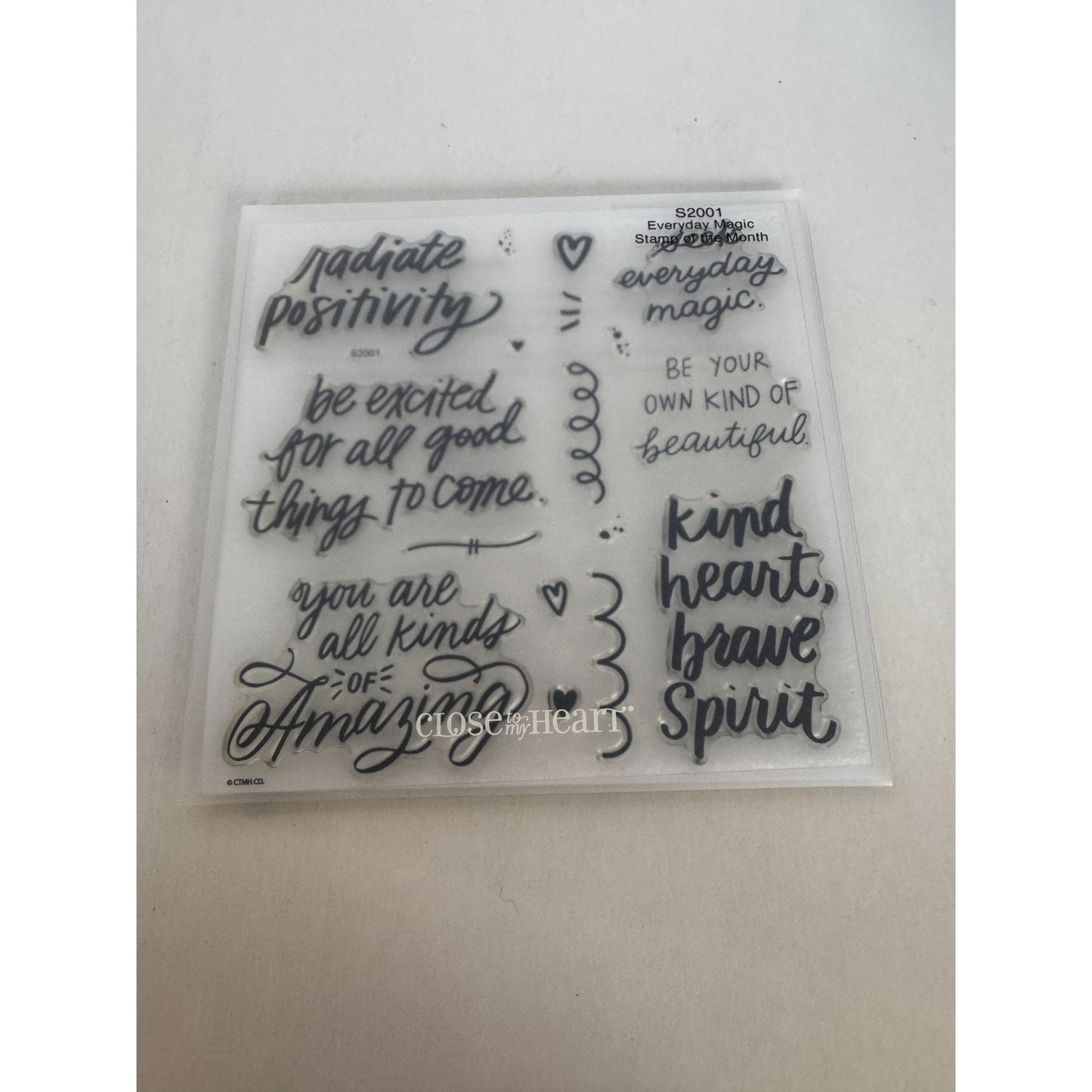 CTMH Acrylic Stamp Set Everyday Magic Radiate Positivity Inspirational Kind Word
