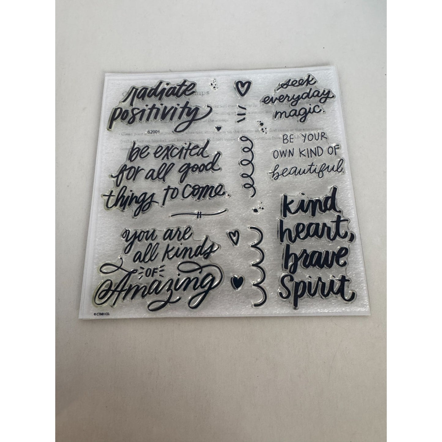 CTMH Acrylic Stamp Set Everyday Magic Radiate Positivity Inspirational Kind Word