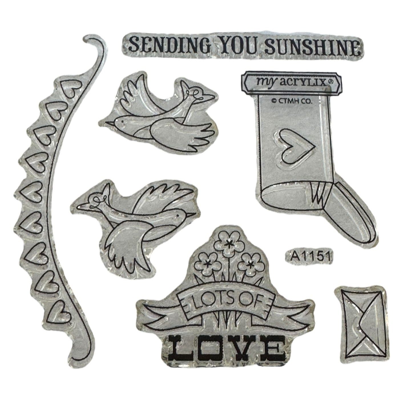 CTMH My Acrylix Acrylic Stamp Set Lots of Love Occasions Letter Writing Mailbox