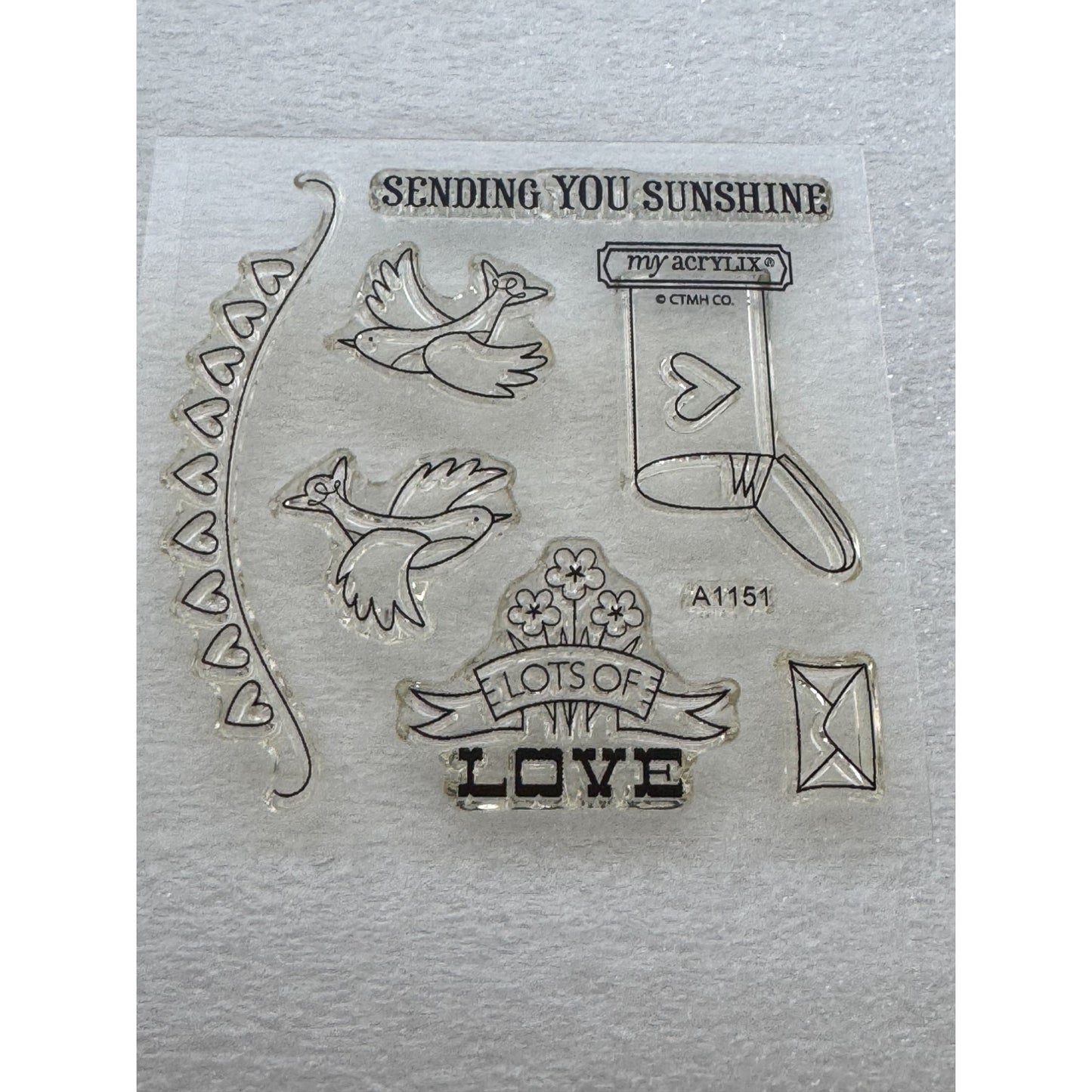 CTMH My Acrylix Acrylic Stamp Set Lots of Love Occasions Letter Writing Mailbox