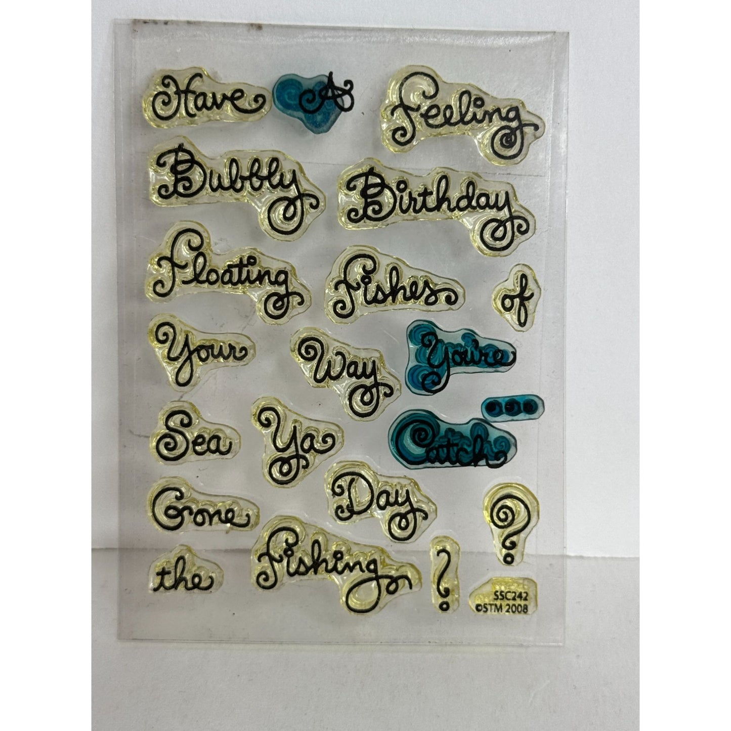Stampendous Tiny Clear Acrylic Stamps Gone Fishing Words Fun Phrases Puns Sea Ya