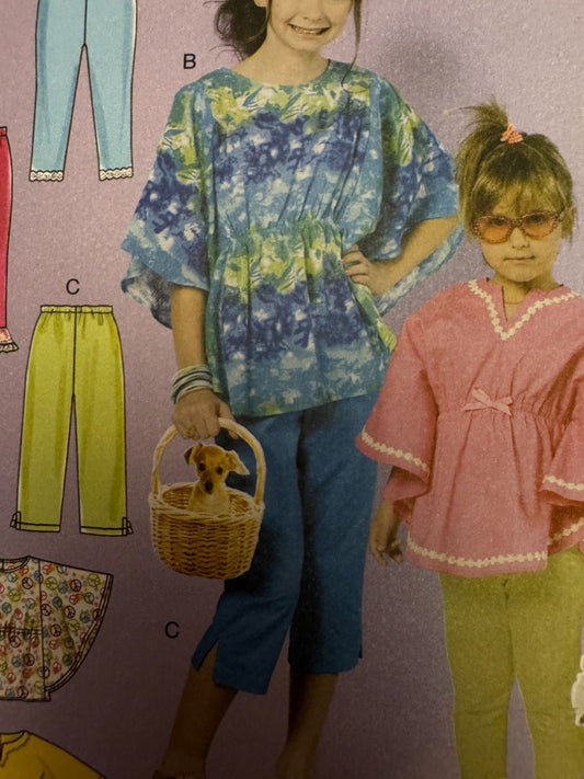 McCalls Sewing Pattern M6499 Girls Tops Pants Leggings Easy 7 8 10 12 14 Summer