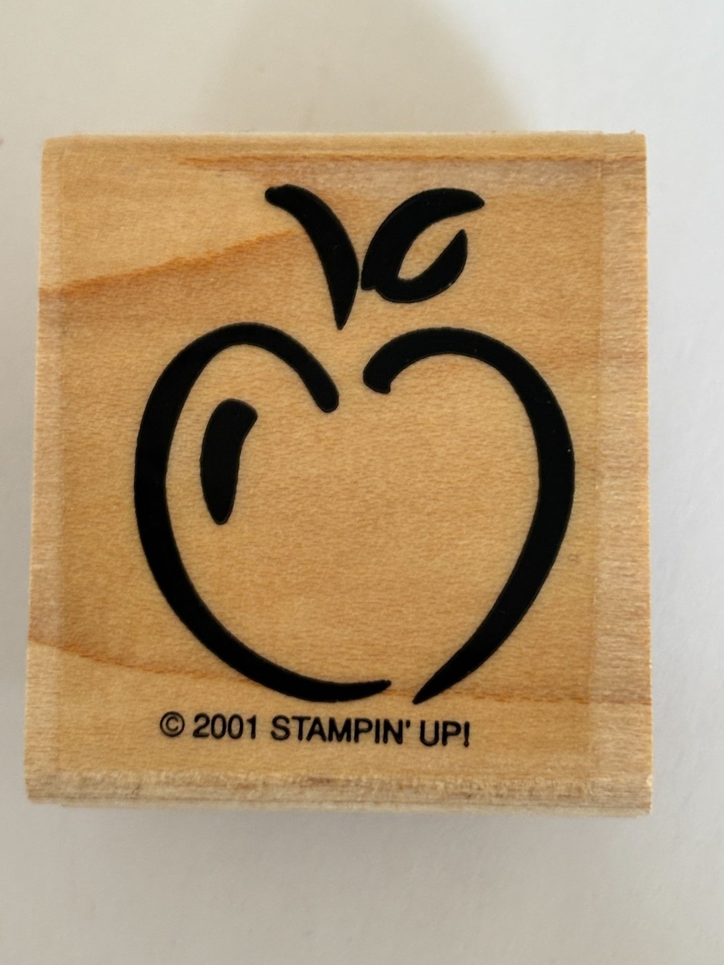 Stampin Up Rubber Stamp Apple Outline Teacher School Fruit Food Card Making Wood