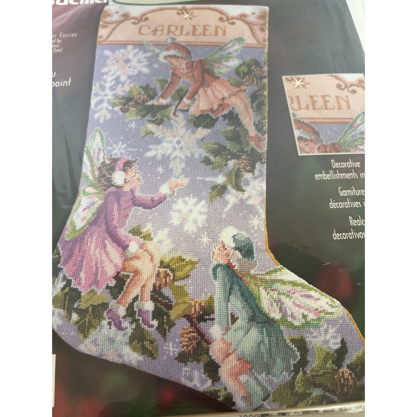 Bucilla Needlepoint Stocking Kit Winter Fairies Winter Holiday Snow Fantasy Name