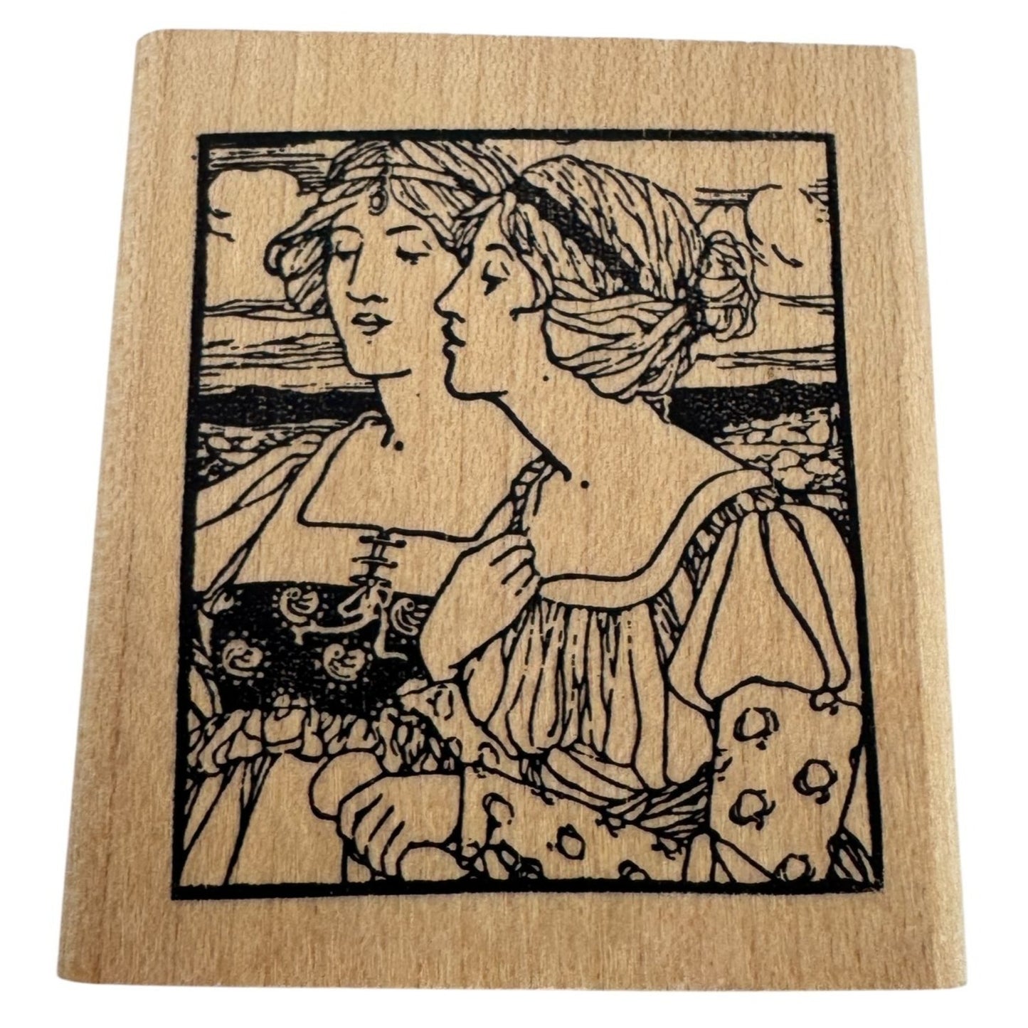 Raindrops on Roses Rubber Stamp Two Women Art Friendship Card Making Lady Face