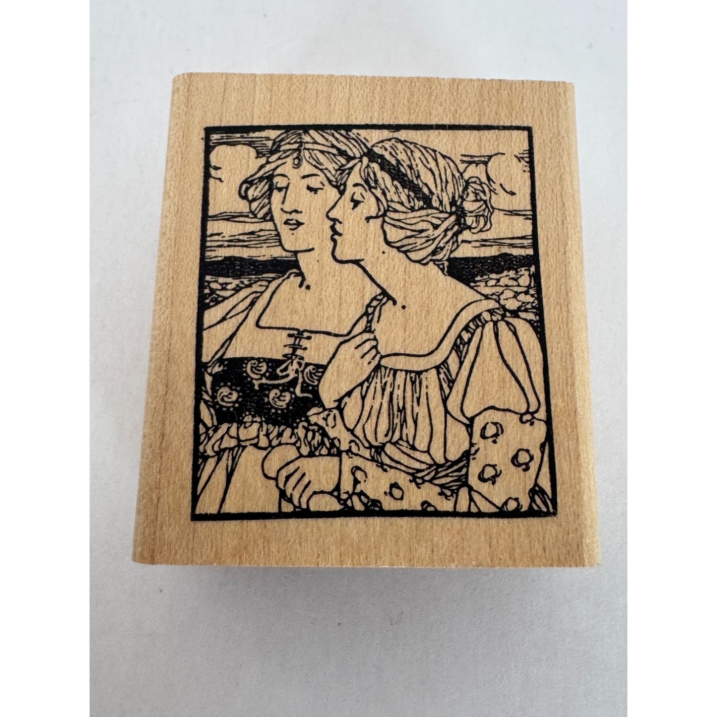 Raindrops on Roses Rubber Stamp Two Women Art Friendship Card Making Lady Face
