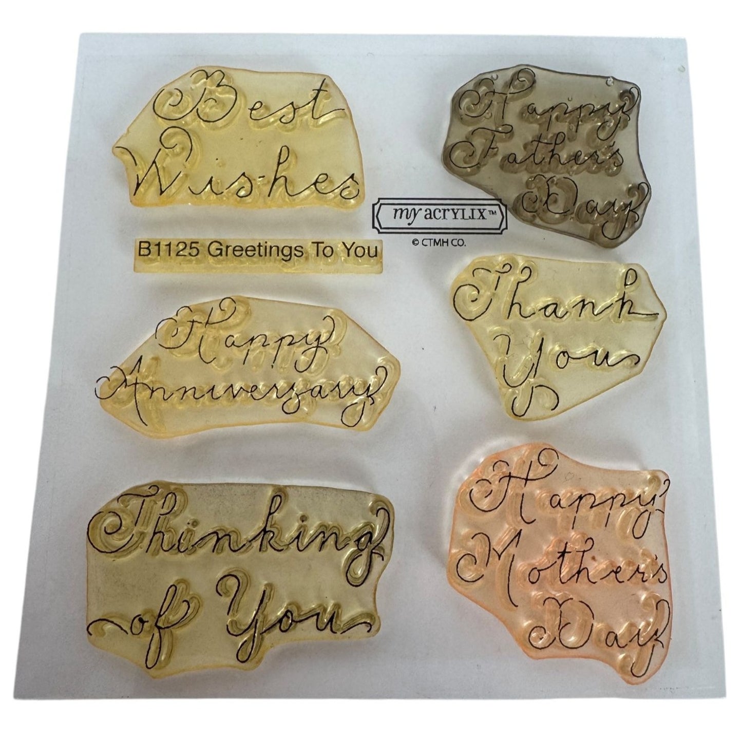 CTMH My Acrylix Acrylic Stamp Set Greetings to You Card Making Sentiments Words