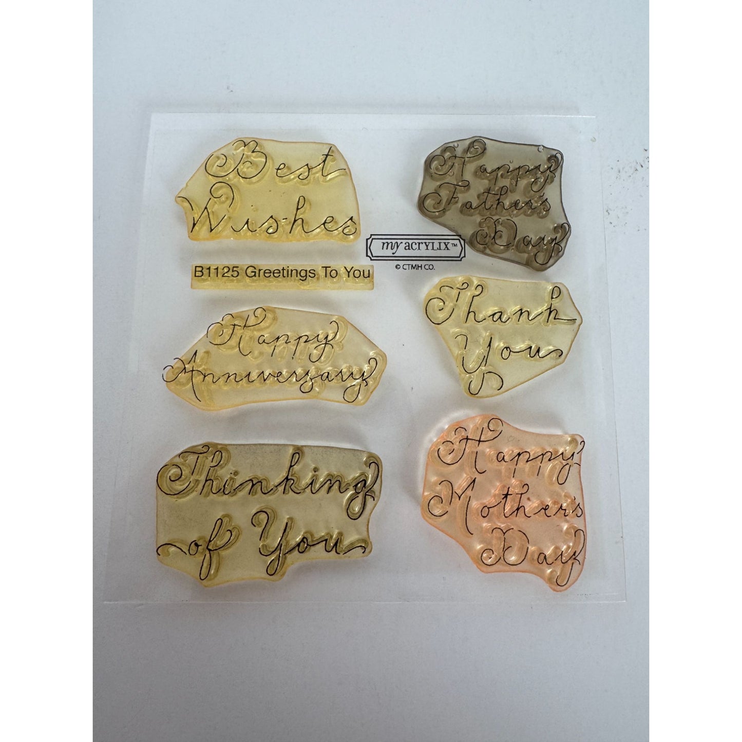 CTMH My Acrylix Acrylic Stamp Set Greetings to You Card Making Sentiments Words