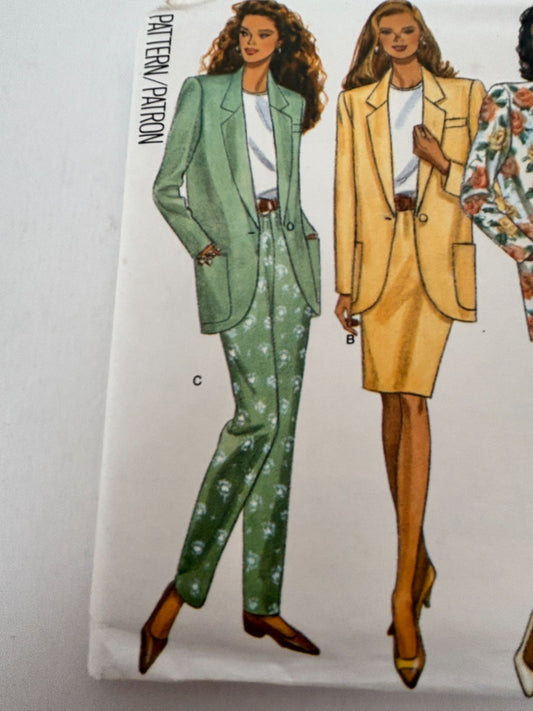 Butterick Sewing Pattern 6593 Jacket Skirt Pants Easy Suit 90s Vintage 6-14 UC