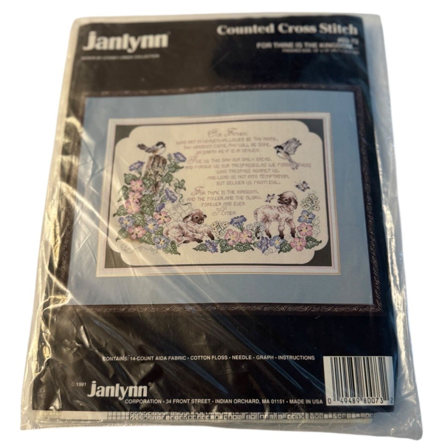 Janlynn Counted Cross Stitch Kit For Thine Is The Kingdom Our Father Prayer Lamb