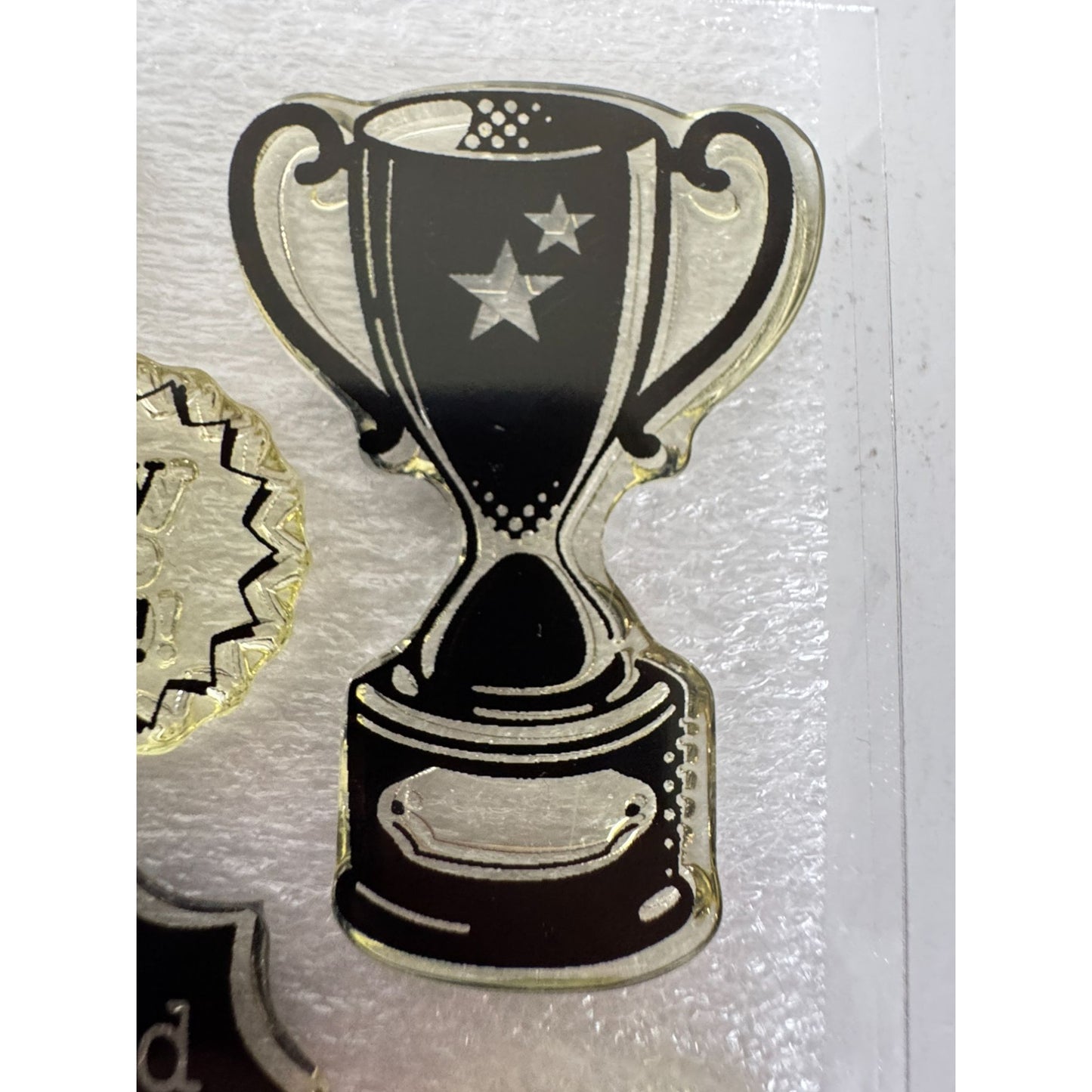 CTMH My Acrylix Acrylic Stamp Set Superhero Workshop Trophy Good Job Fantastic
