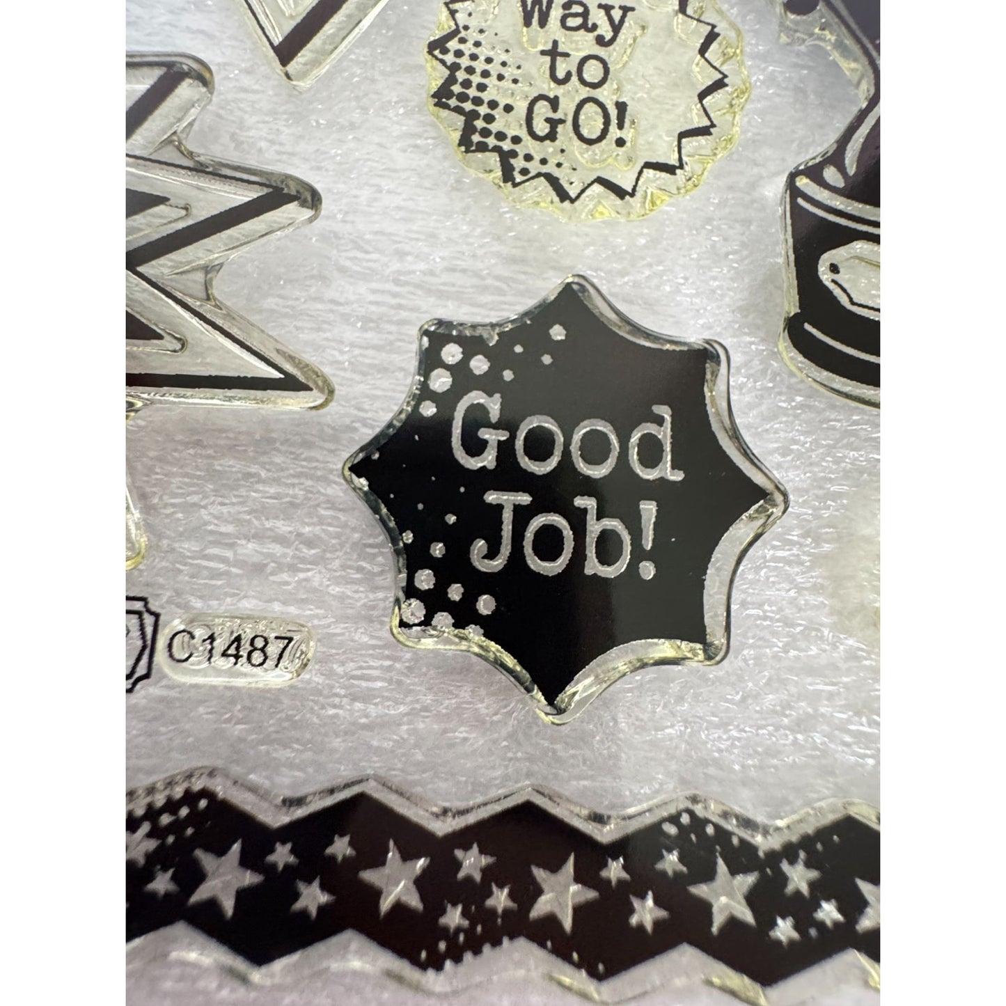 CTMH My Acrylix Acrylic Stamp Set Superhero Workshop Trophy Good Job Fantastic