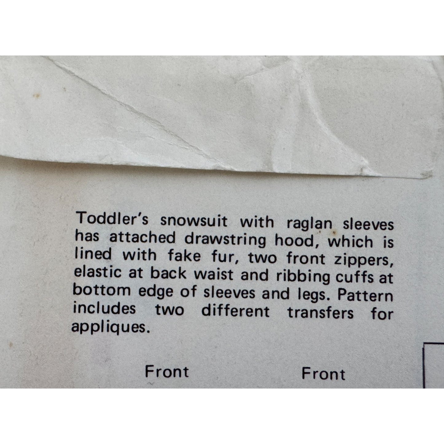 Kwik Sew Sewing Pattern 860 Toddler Snowsuit Ages 1-3 Raglan Sleeves Winter UC