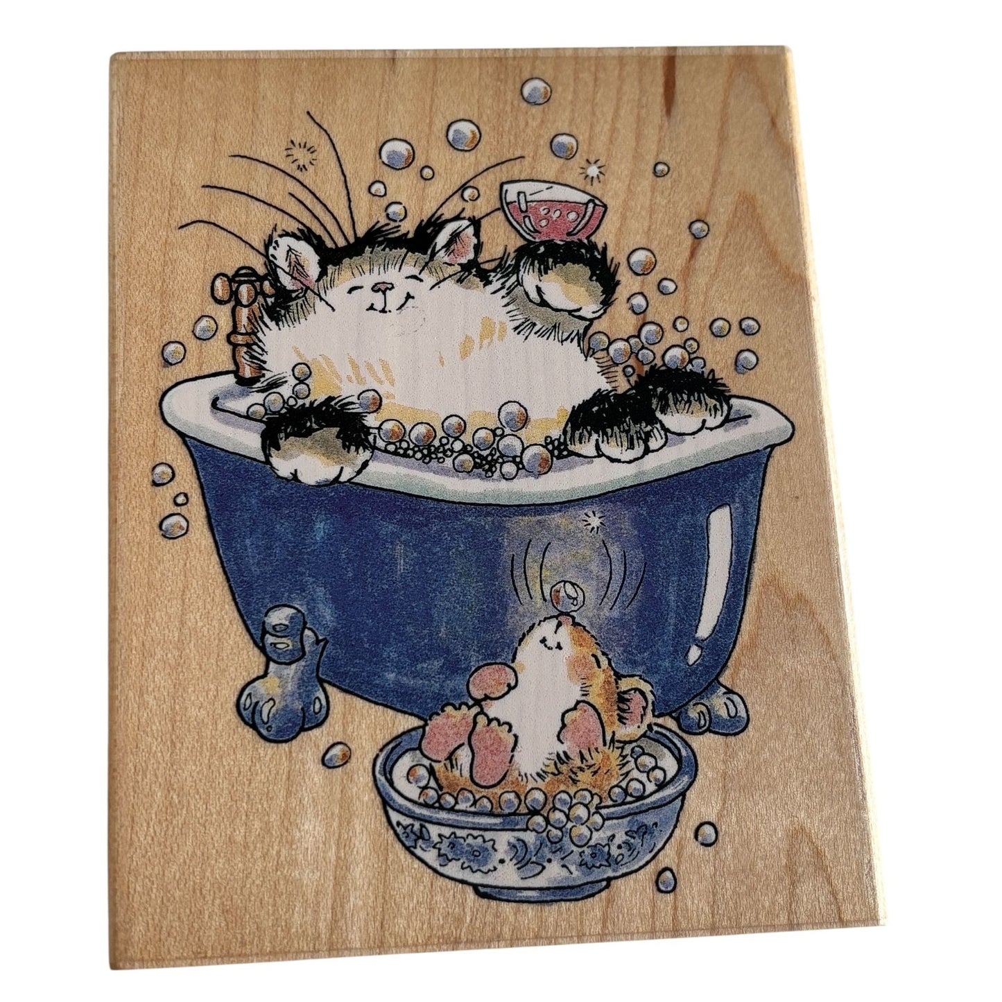 Penny Black Rubber Stamp Its Your Day Bubble Bath Cat Mouse Relax Whimsy Friends