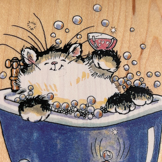 Penny Black Rubber Stamp Its Your Day Bubble Bath Cat Mouse Relax Whimsy Friends