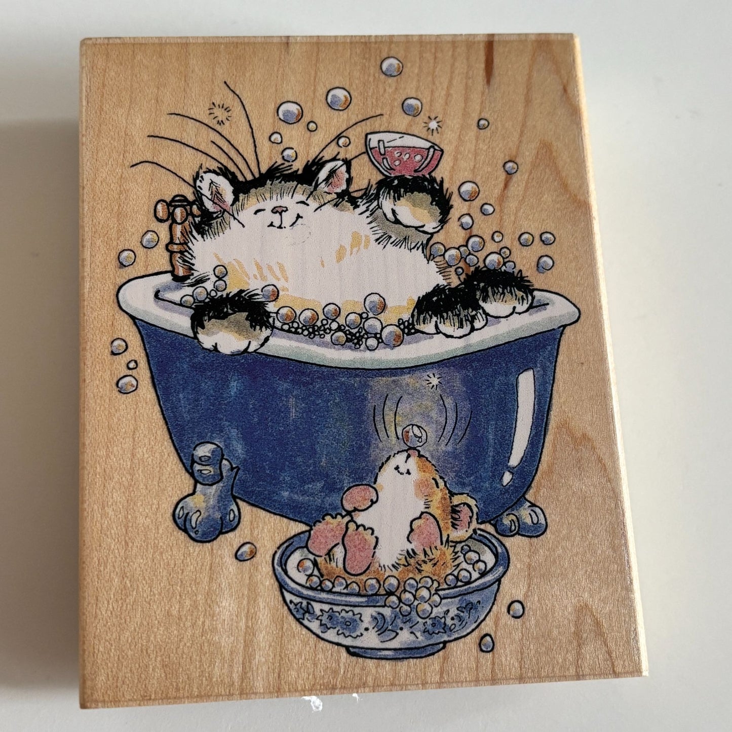 Penny Black Rubber Stamp Its Your Day Bubble Bath Cat Mouse Relax Whimsy Friends